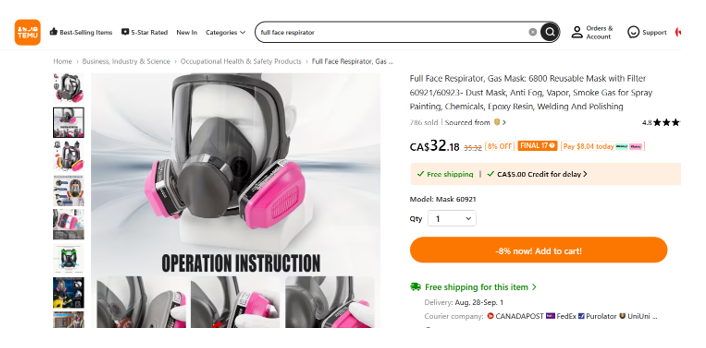 Buying a Fake Respirator Online | 2 Huge Problems 4 Buying a Fake Respirator Online, Fake Respirator that can NOT be fit tested.